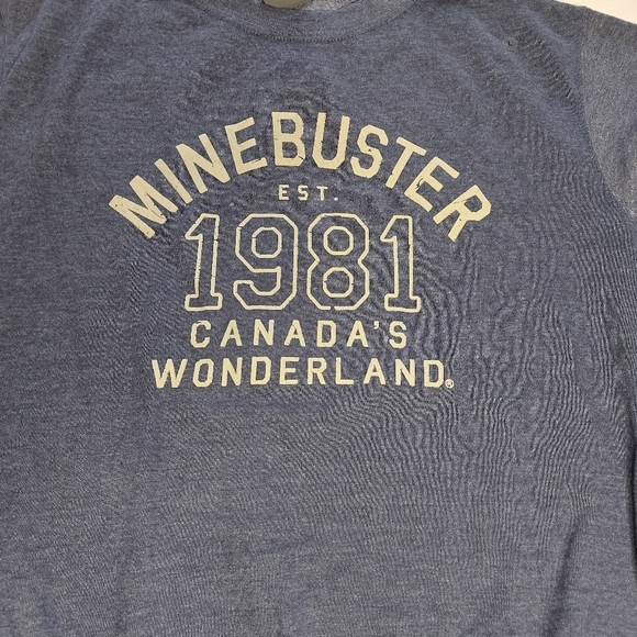 NWT Unisex Canada's Wonderland Minebuster Roller Coaster Navy Sweatshirt, Large - Picture 2 of 13